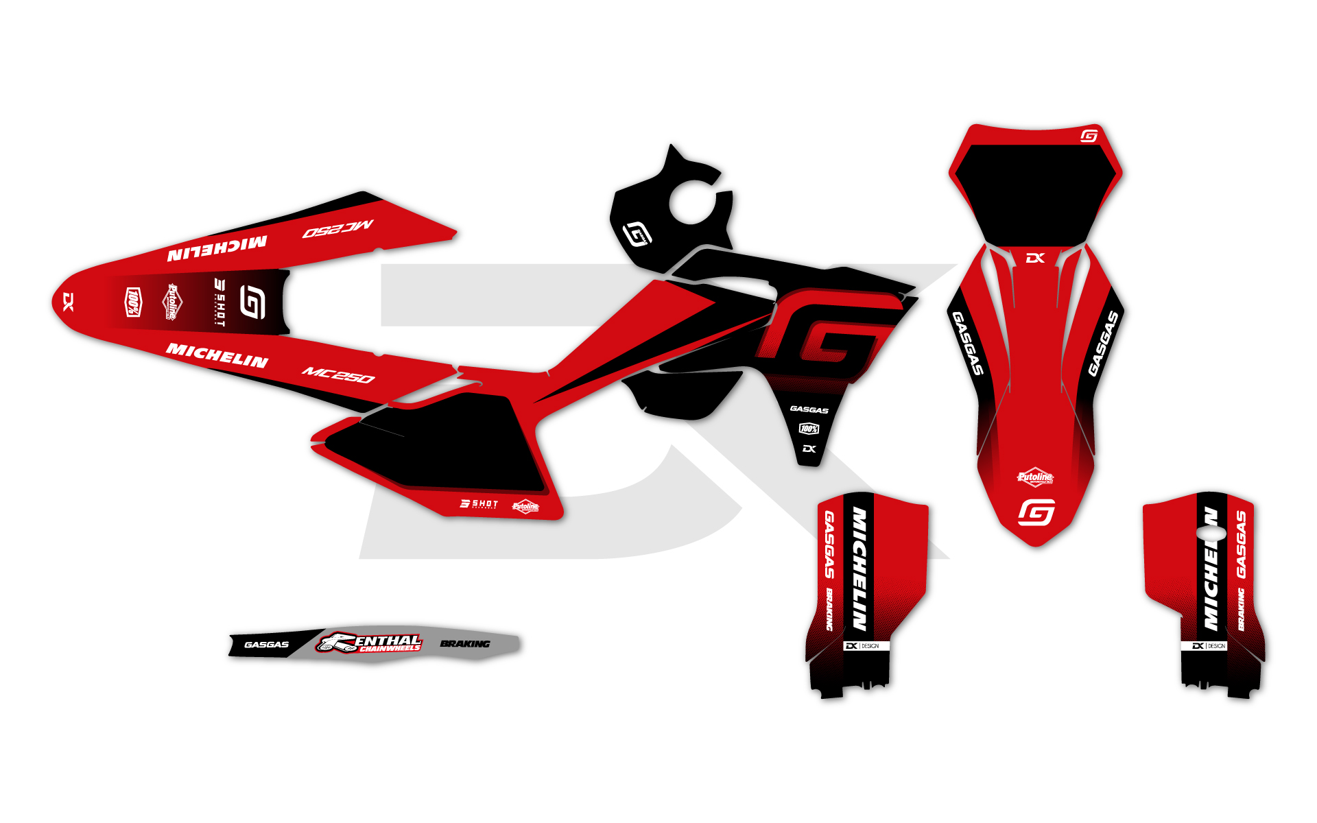 Kit Déco Motocross GasGas 250 MCF Rouge