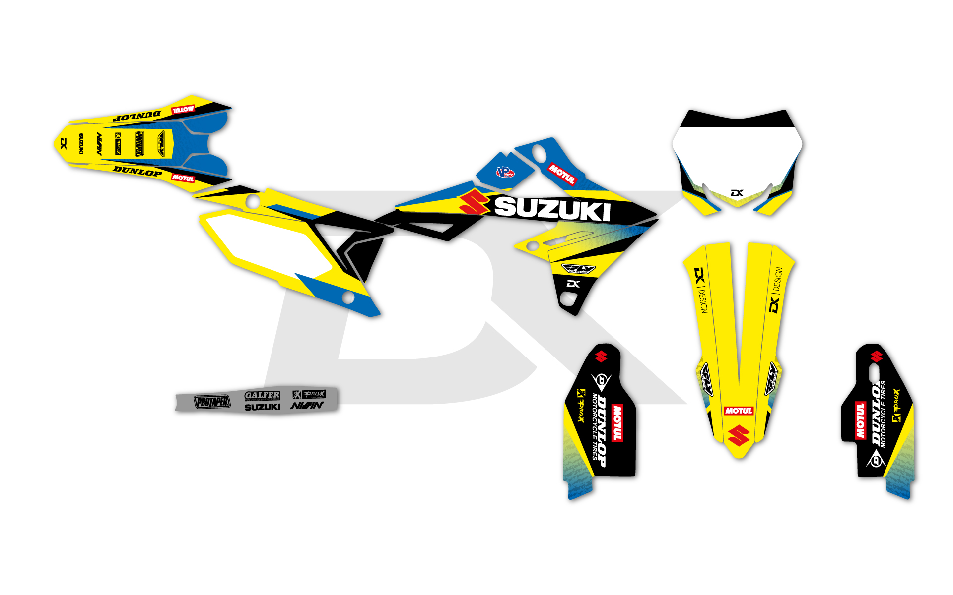 Kit Déco Motocross Suzuki Jaune Bleu 450 RMZ