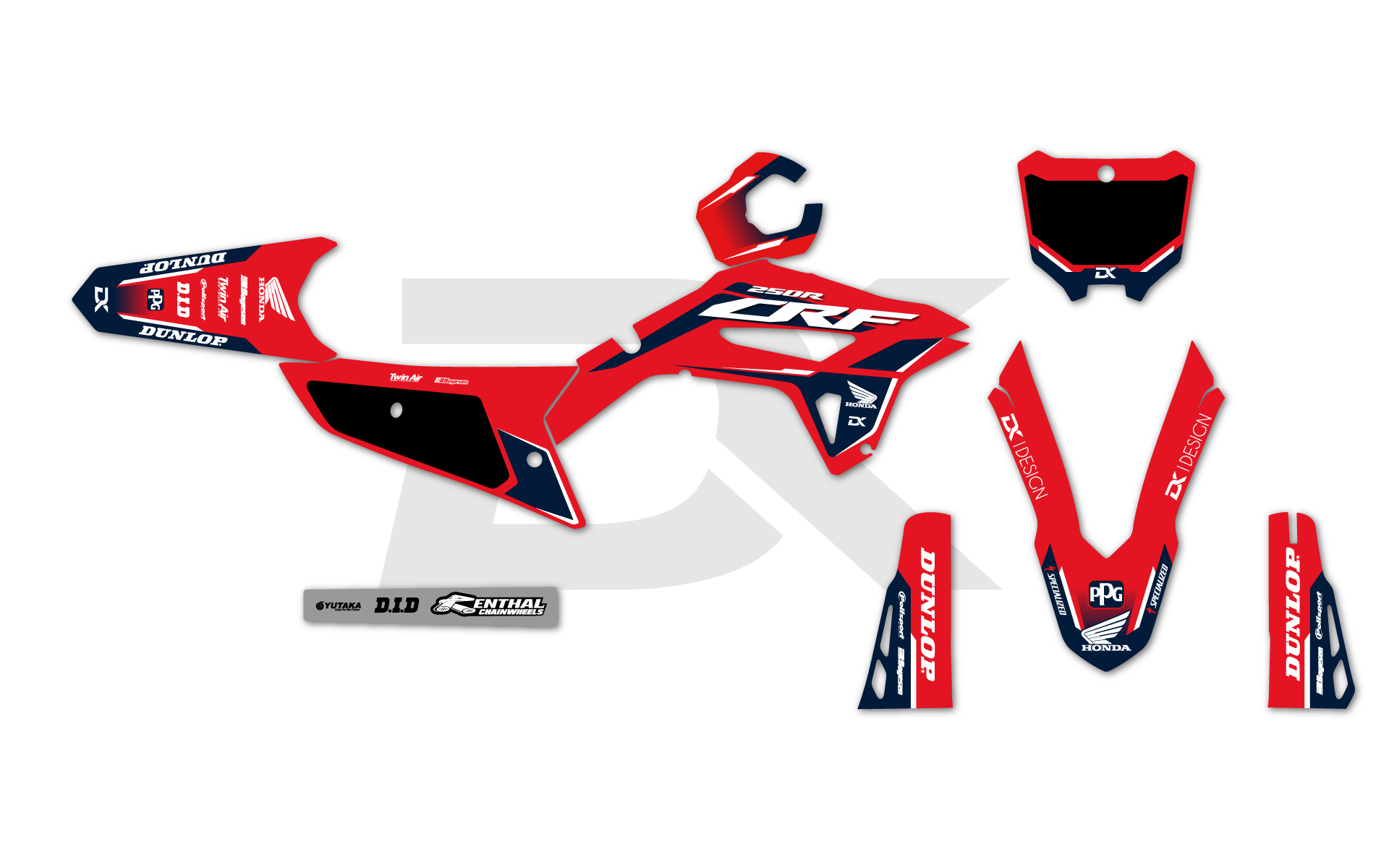 KIT DECO HONDA ZYMBO 250 CRF ROUGE