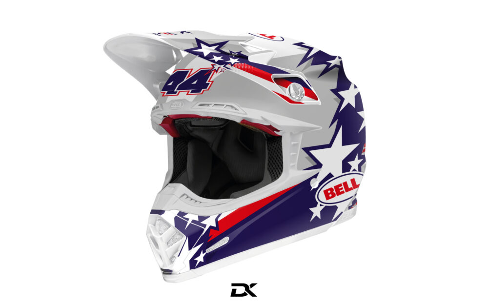 KIT DECO CASQUE BELL MOTO 9 FLEX PATRIOT BLEU
