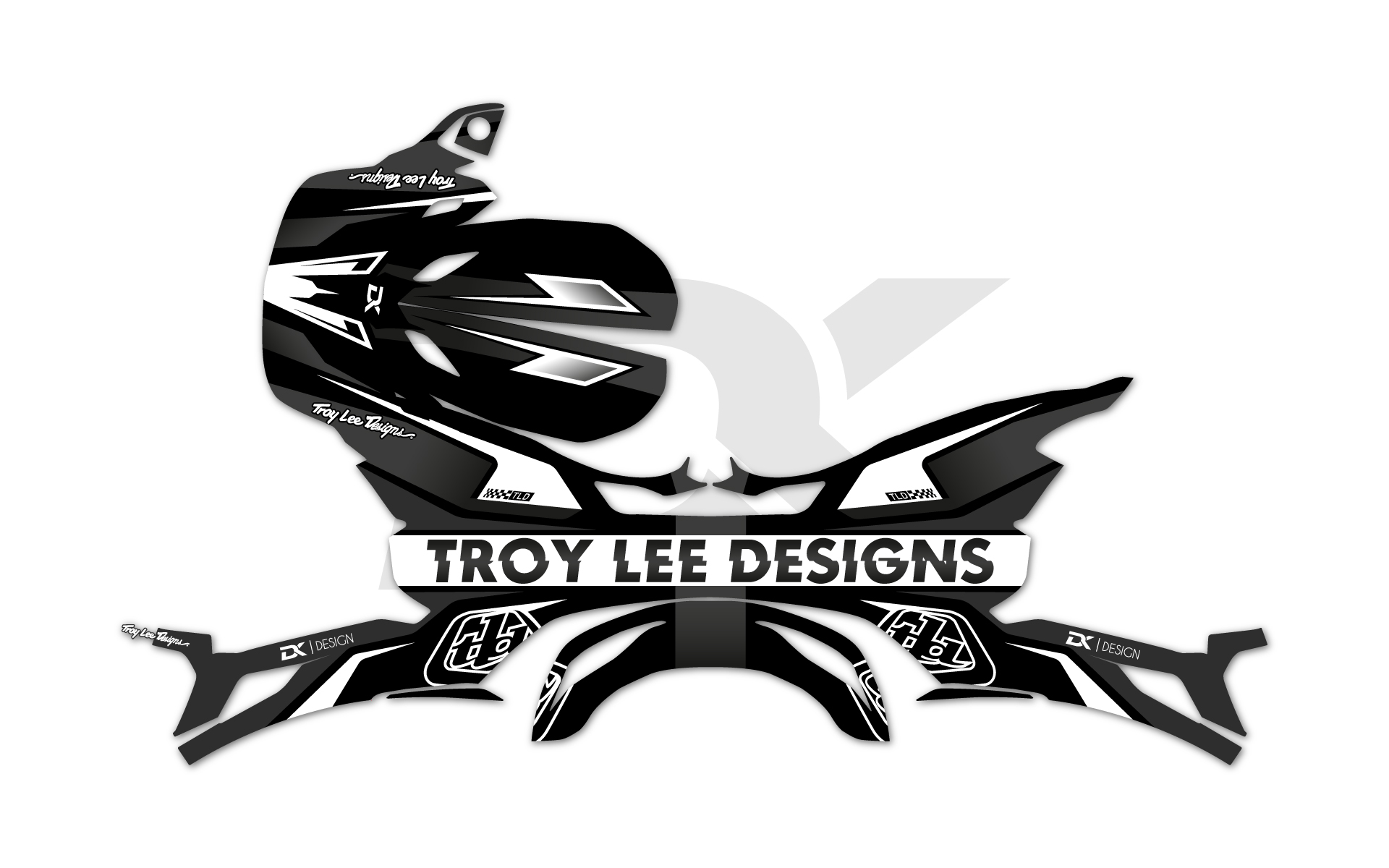KIT DECO CASQUE TROY LEE DESIGNS SE5 BLANC BLACKLINE