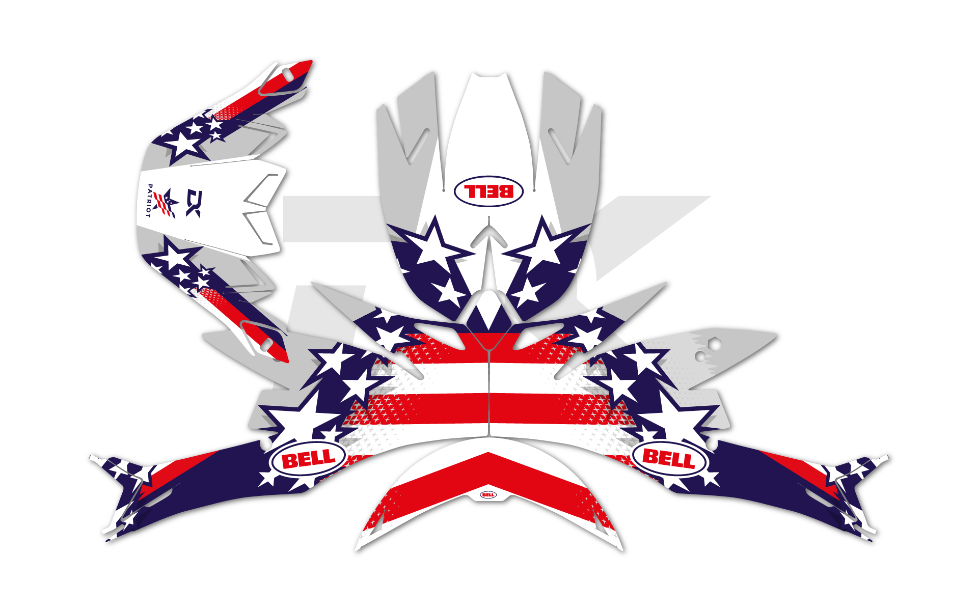 KIT DECO CASQUE BELL MOTO 9 FLEX PATRIOT BLEU