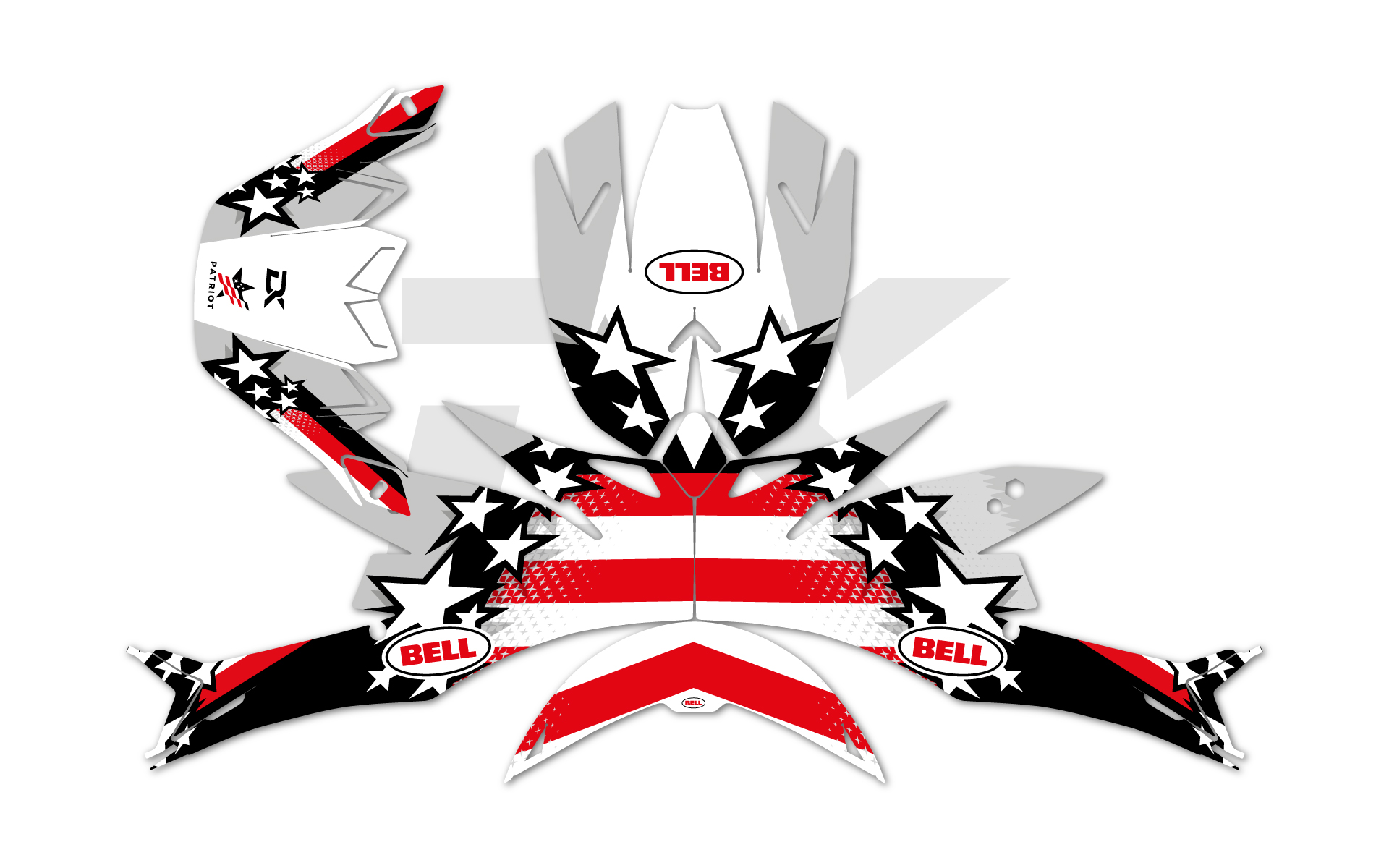 KIT DECO CASQUE BELL MOTO 9 FLEX PATRIOT NOIR