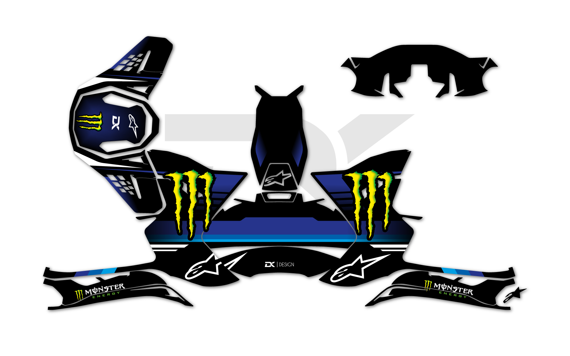 KIT DECO CASQUE ALPINESTARS SM 8 - 10 MONSTER BLEU