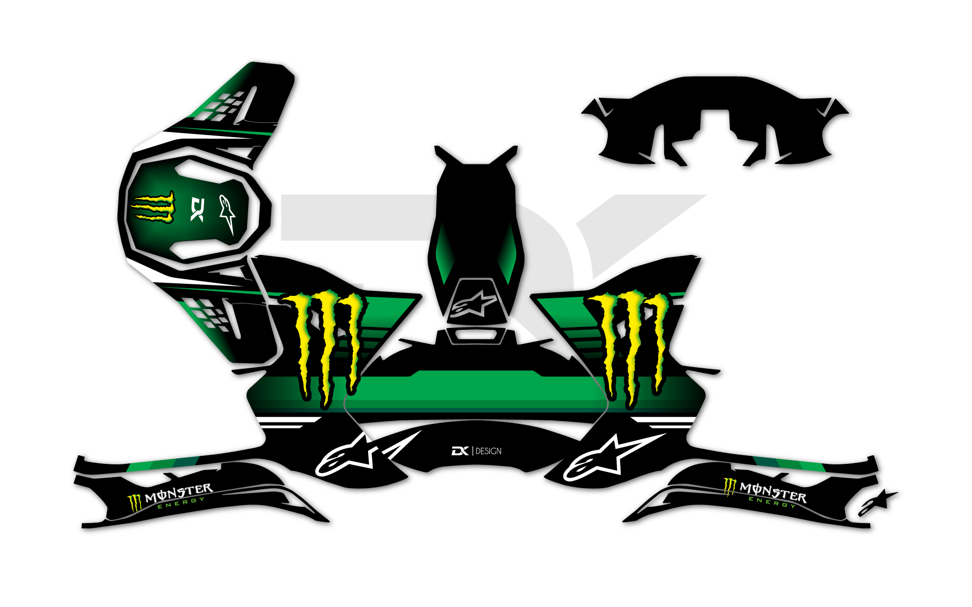 KIT DECO CASQUE ALPINESTARS SM 8 - 10 MONSTER VERT