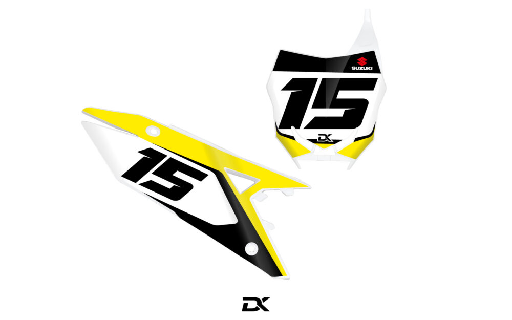 KIT FONDS DE PLAQUE SUZUKI RM - RMZ FUJI JAUNE