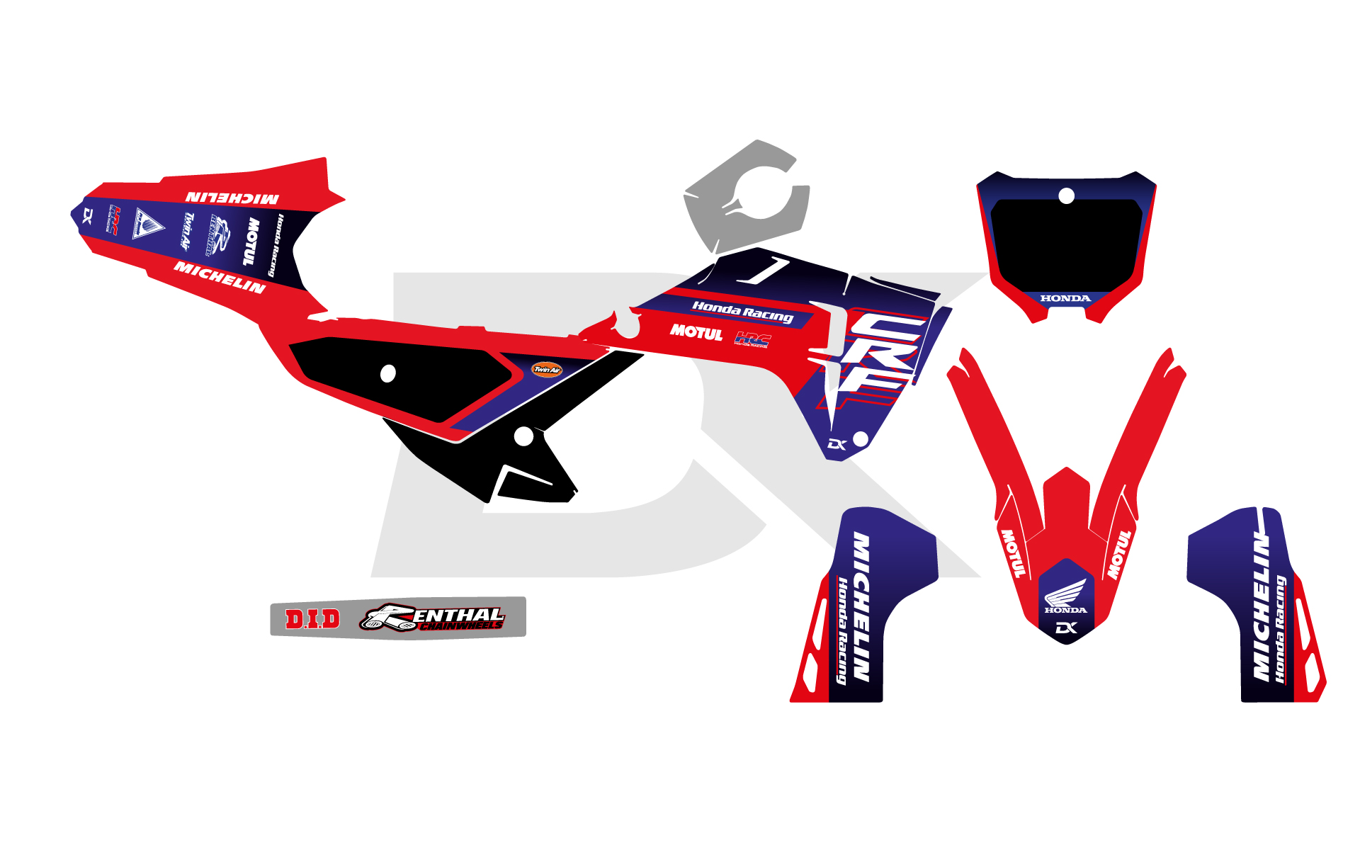 KIT DECO HONDA 250 CRF 2025 - 2026 AKUMA BLUE ROUGE