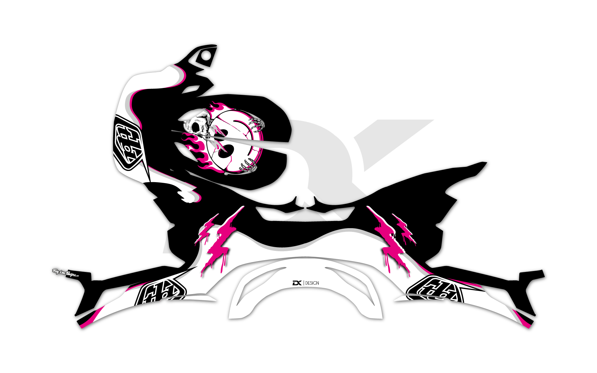 KIT DECO CASQUE TROY LEE DESIGNS SE5 SKULL ROSE